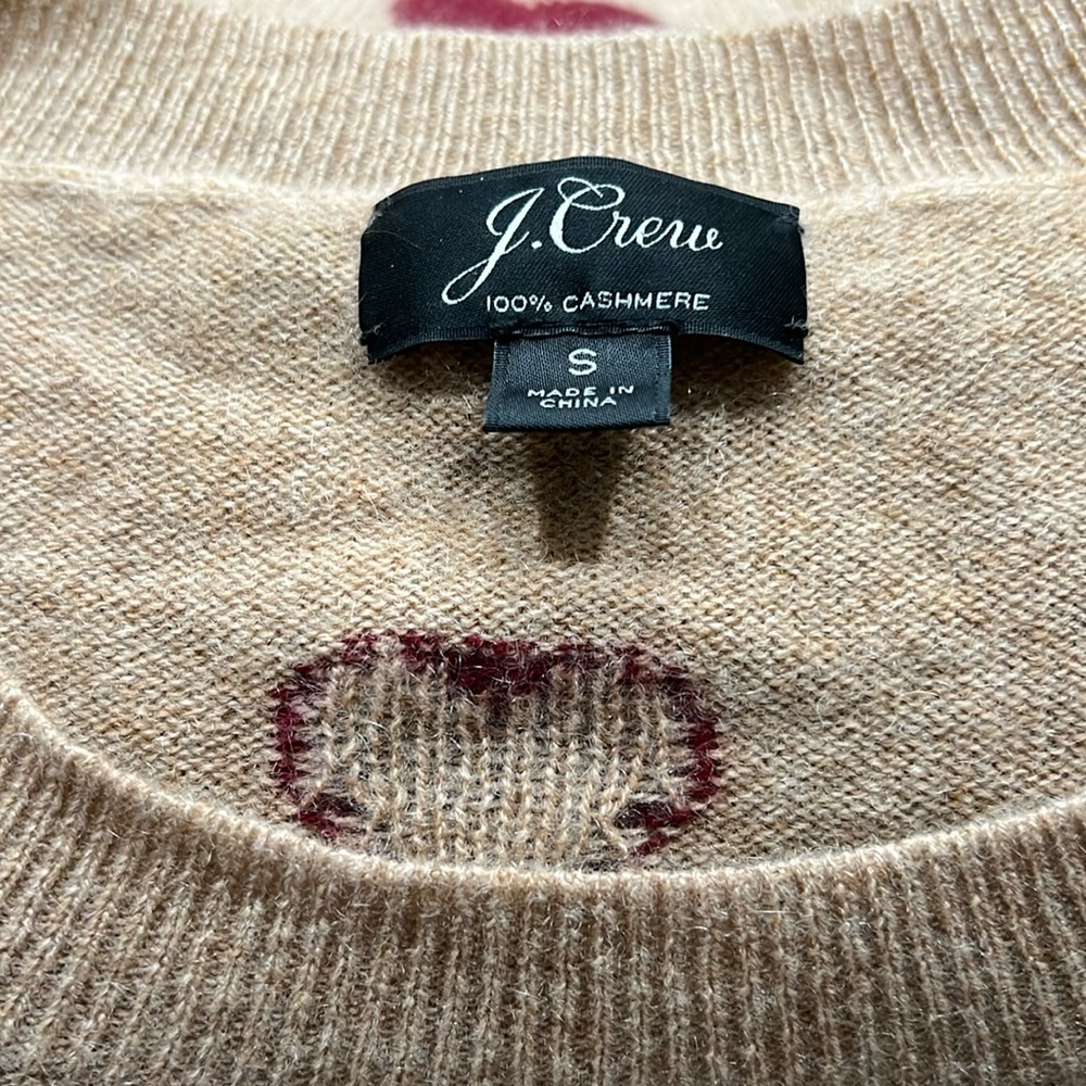 J. Crew heart print cashmere sweater